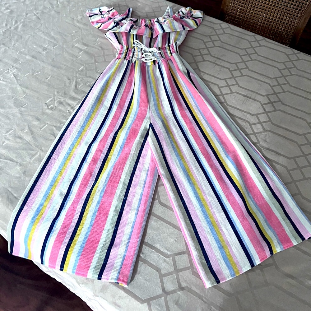 Girls striped jumpsuit
